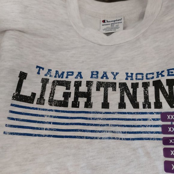 Champion NHL Tampa Bay Lightning Mens Crewneck Fleece Sweatshirt Go Bolts! - Picture 4 of 5